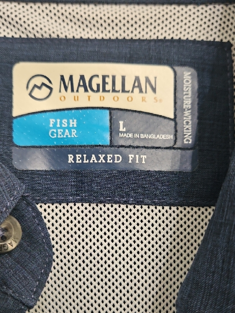 Magellan Outdoors Men’s Long-Sleeve Button-Down Shirt in Navy Blue - Picture 2 of 9